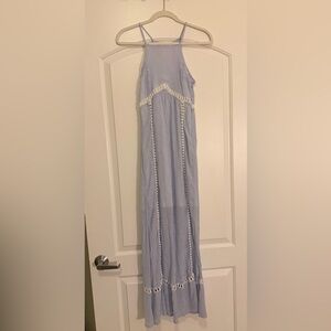 Doe & Rae Light Blue Maxi Dress with White Trim